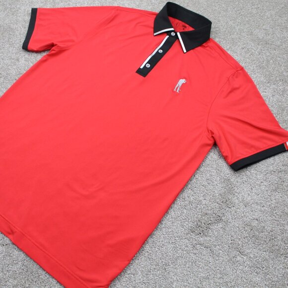 USAG You Suck at Golf Polo Shirt Mens Medium Red Short Sleeve Stretch Pullover - Picture 5 of 12